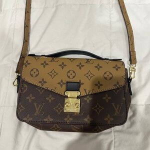 Louis Vuitton Two-Tone Monogram Crossbody in Brown and Tan with Gold Hardware
